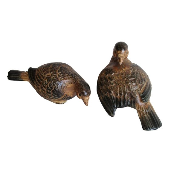 *Ceramic Brown Dove Pair Matte Glaze Finish Japan Paper Label - Picture 3 of 7